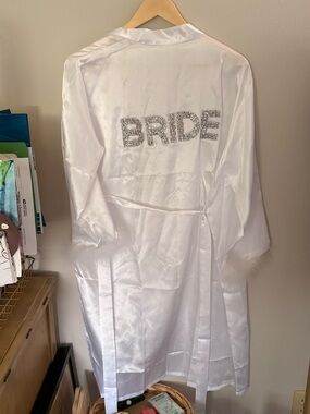 White Satin "BRIDE" Robe with Glitter Lettering